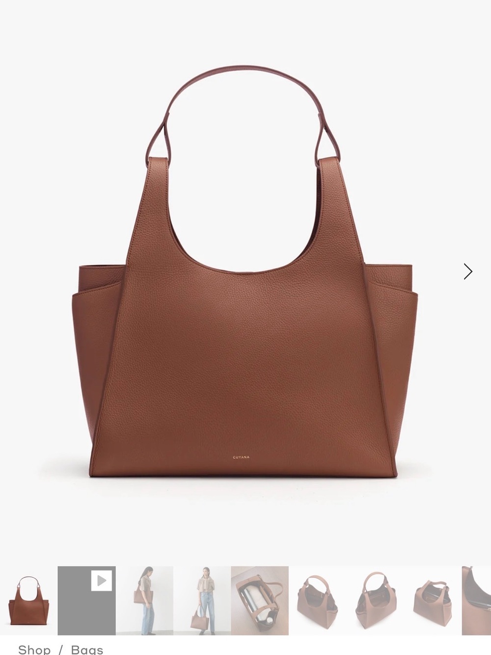 Cuyana Double Loop Satchel in Dark Chestnut